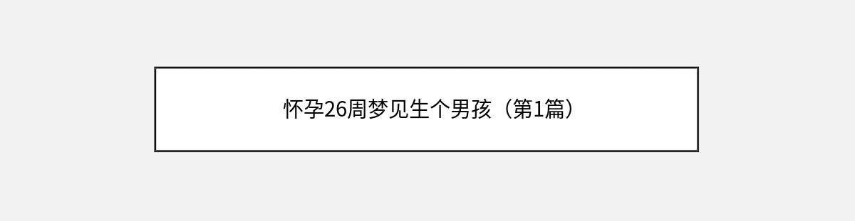 怀孕26周梦见生个男孩（第1篇）