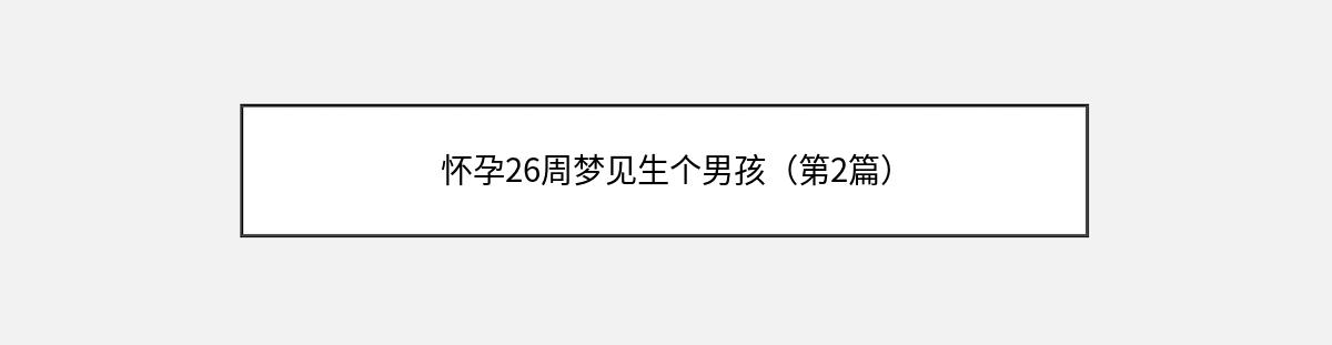 怀孕26周梦见生个男孩（第2篇）