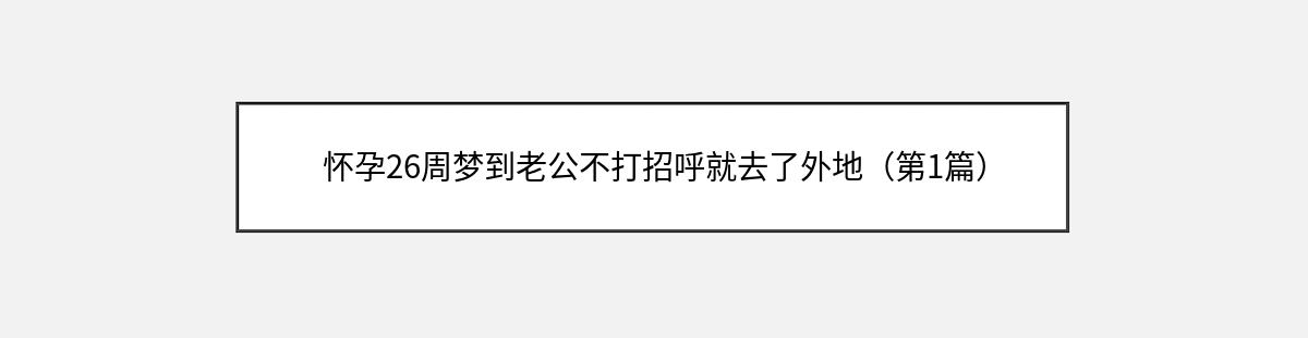 怀孕26周梦到老公不打招呼就去了外地（第1篇）