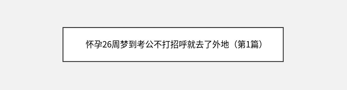 怀孕26周梦到考公不打招呼就去了外地（第1篇）