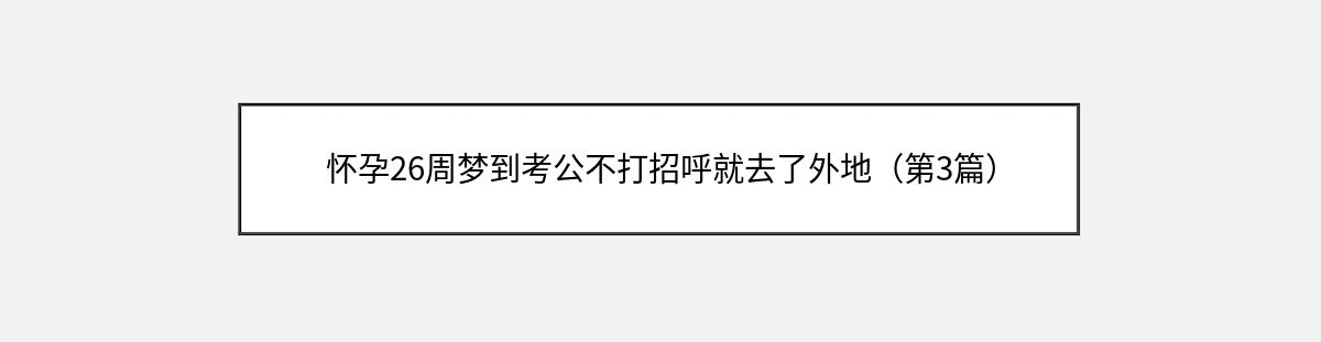 怀孕26周梦到考公不打招呼就去了外地（第3篇）