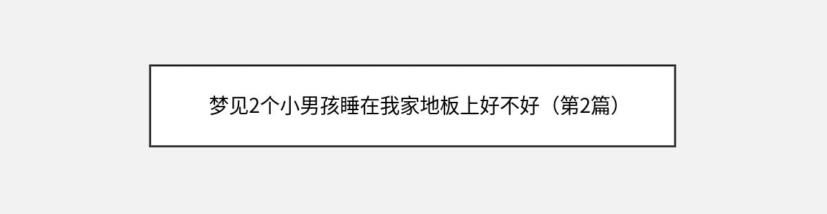 梦见2个小男孩睡在我家地板上好不好（第2篇）