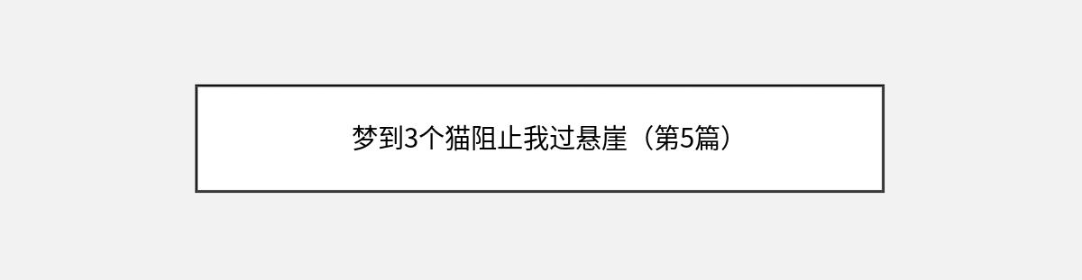 梦到3个猫阻止我过悬崖（第5篇）