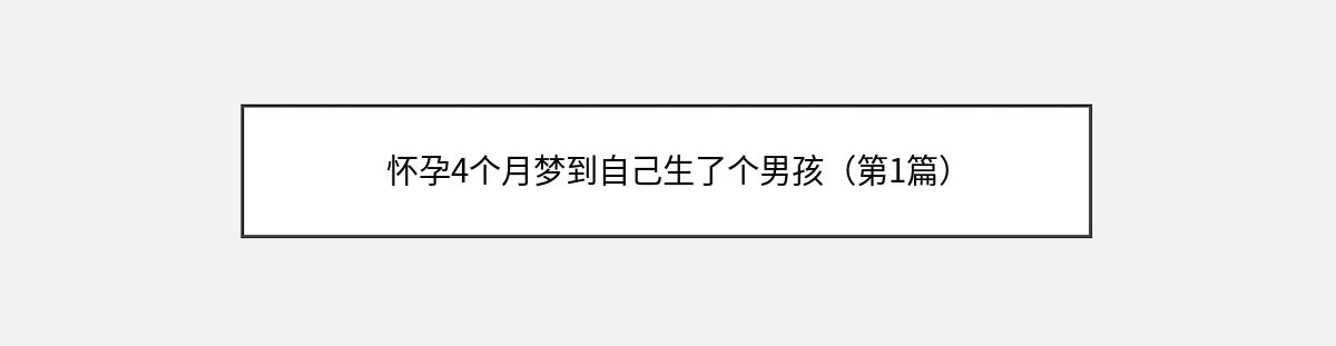 怀孕4个月梦到自己生了个男孩（第1篇）