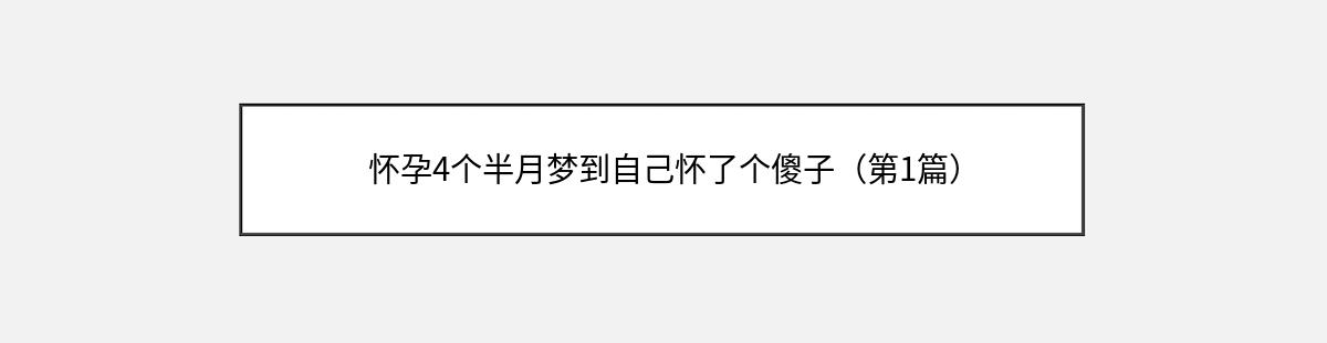 怀孕4个半月梦到自己怀了个傻子（第1篇）