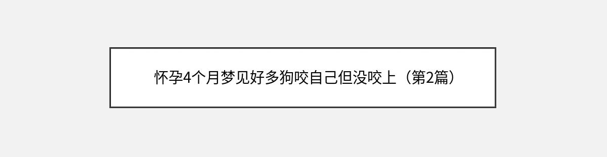 怀孕4个月梦见好多狗咬自己但没咬上（第2篇）