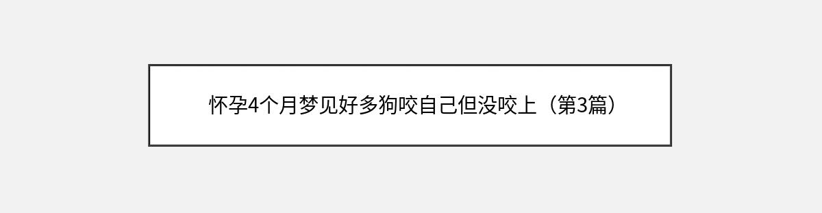 怀孕4个月梦见好多狗咬自己但没咬上（第3篇）