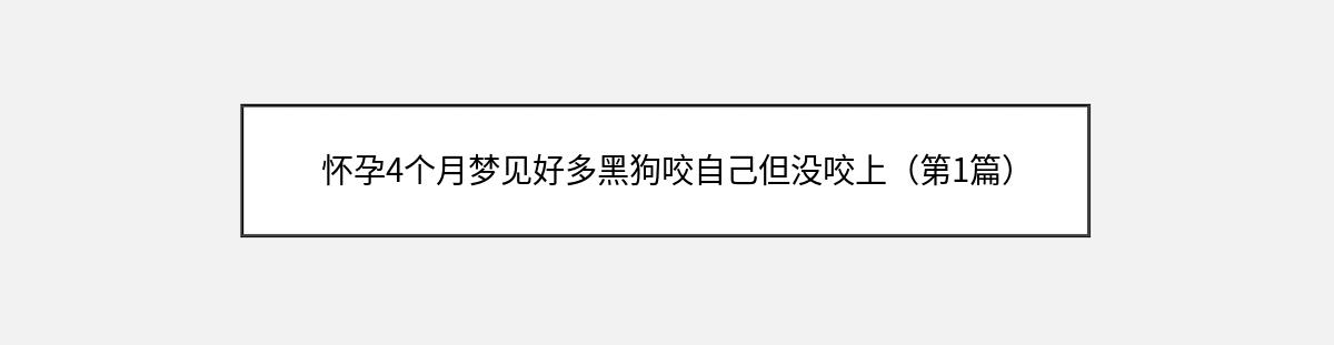 怀孕4个月梦见好多黑狗咬自己但没咬上（第1篇）