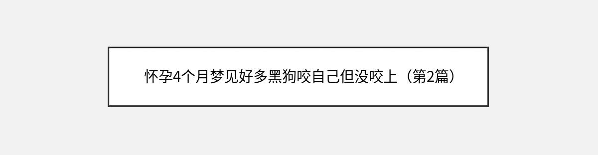 怀孕4个月梦见好多黑狗咬自己但没咬上（第2篇）