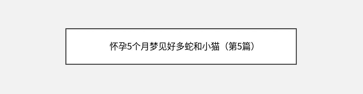 怀孕5个月梦见好多蛇和小猫（第5篇）