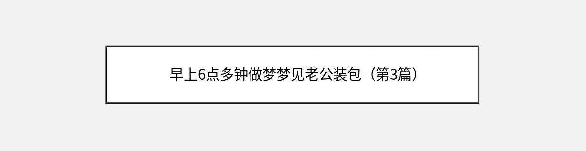 早上6点多钟做梦梦见老公装包（第3篇）