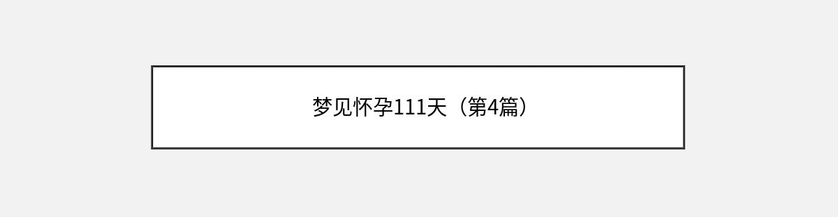 梦见怀孕111天（第4篇）