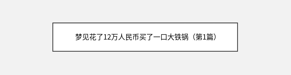 梦见花了12万人民币买了一口大铁锅（第1篇）