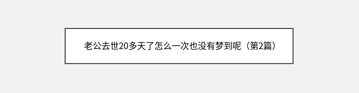 老公去世20多天了怎么一次也没有梦到呢（第2篇）