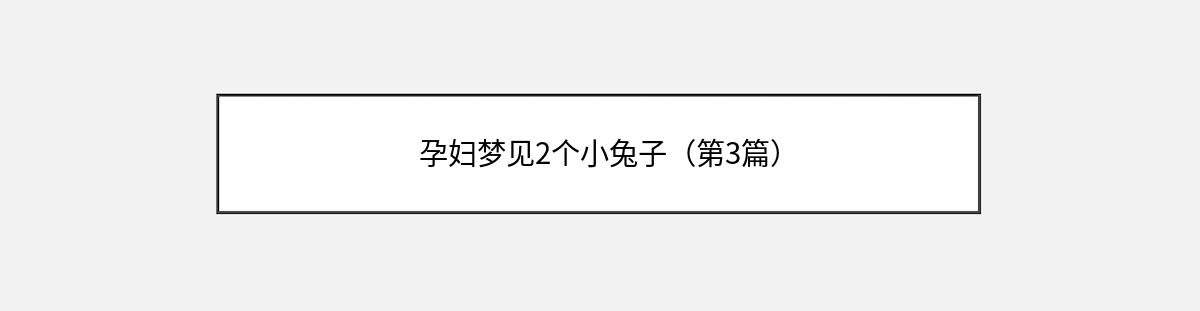 孕妇梦见2个小兔子（第3篇）