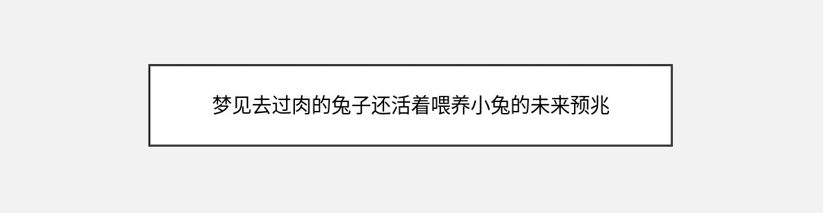 梦见去过肉的兔子还活着喂养小兔的未来预兆