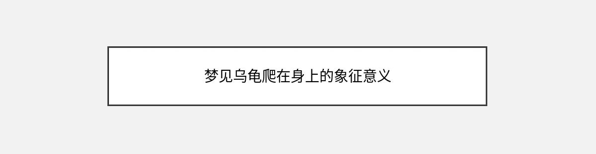 梦见乌龟爬在身上的象征意义