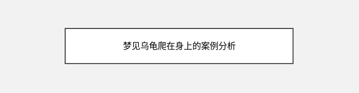 梦见乌龟爬在身上的案例分析