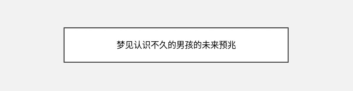 梦见认识不久的男孩的未来预兆