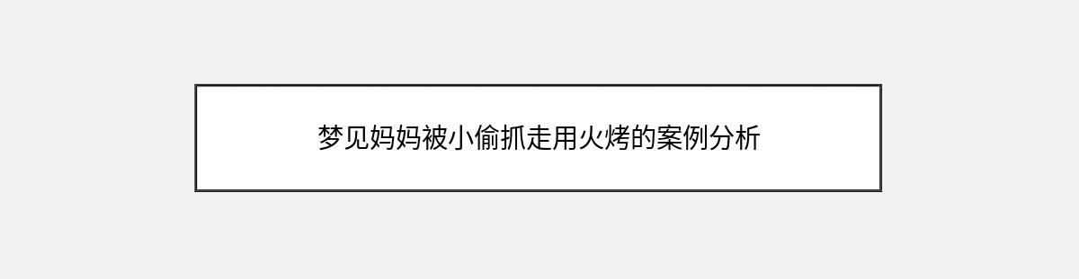 梦见妈妈被小偷抓走用火烤的案例分析