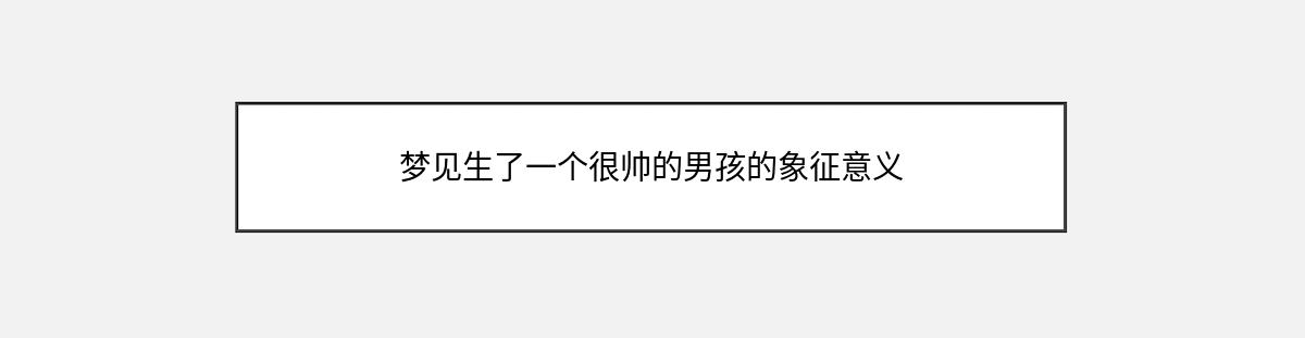 梦见生了一个很帅的男孩的象征意义