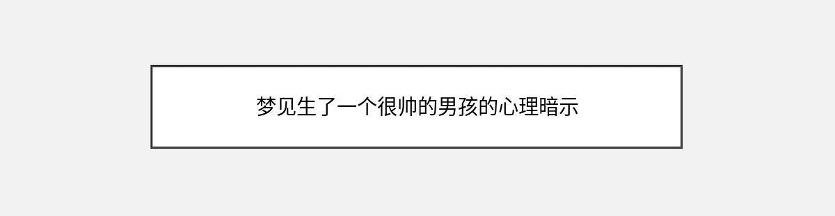 梦见生了一个很帅的男孩的心理暗示