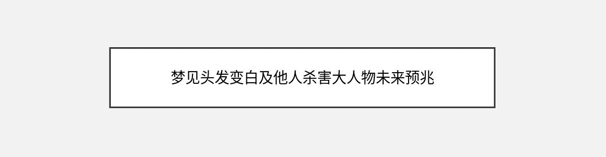 梦见头发变白及他人杀害大人物未来预兆