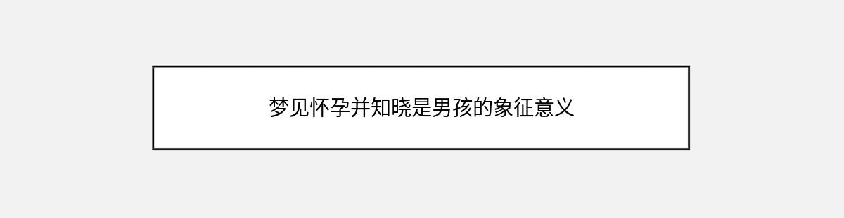 梦见怀孕并知晓是男孩的象征意义