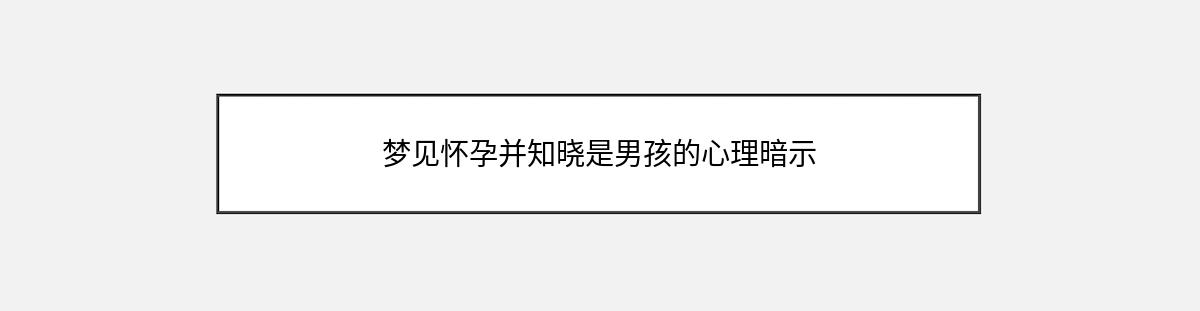 梦见怀孕并知晓是男孩的心理暗示