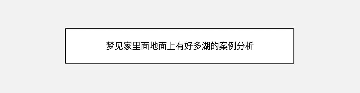 梦见家里面地面上有好多湖的案例分析