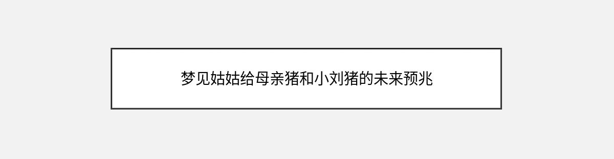 梦见姑姑给母亲猪和小刘猪的未来预兆