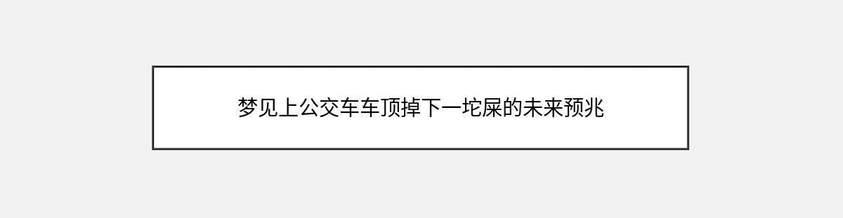 梦见上公交车车顶掉下一坨屎的未来预兆