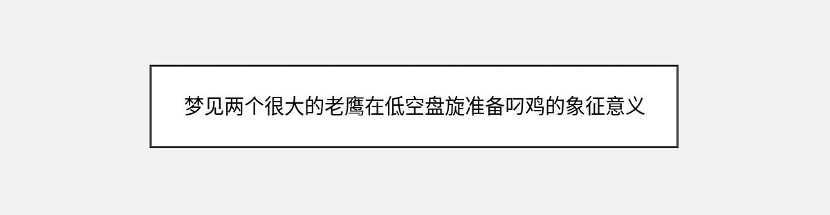 梦见两个很大的老鹰在低空盘旋准备叼鸡的象征意义