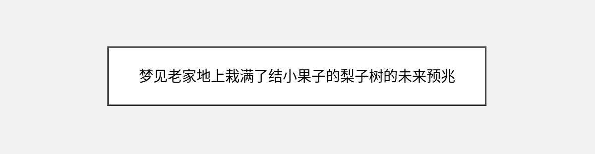 梦见老家地上栽满了结小果子的梨子树的未来预兆