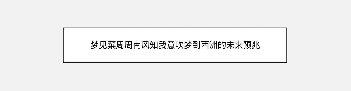 梦见菜周周南风知我意吹梦到西洲的未来预兆