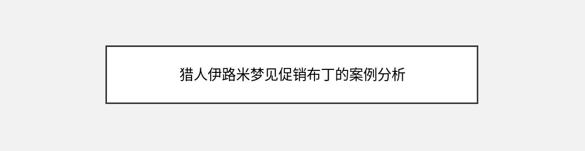 猎人伊路米梦见促销布丁的案例分析