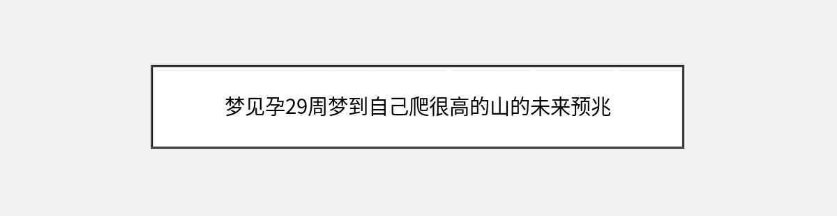 梦见孕29周梦到自己爬很高的山的未来预兆