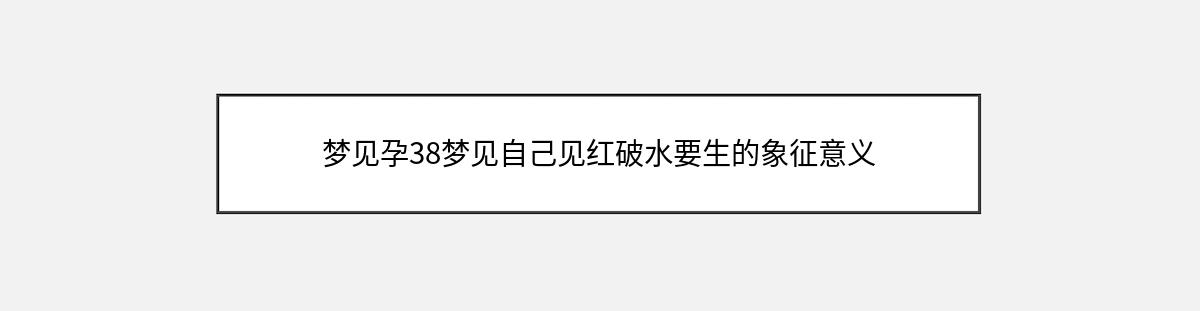 梦见孕38梦见自己见红破水要生的象征意义