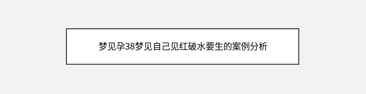 梦见孕38梦见自己见红破水要生的案例分析