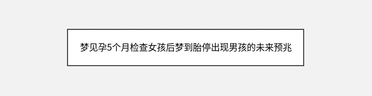 梦见孕5个月检查女孩后梦到胎停出现男孩的未来预兆