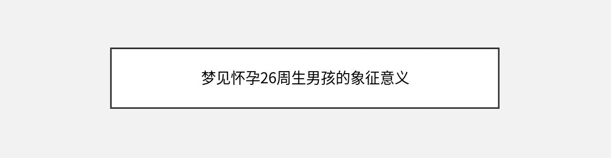 梦见怀孕26周生男孩的象征意义