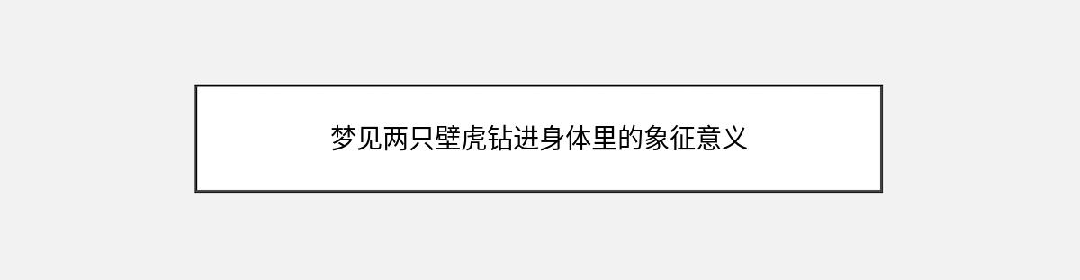 梦见两只壁虎钻进身体里的象征意义