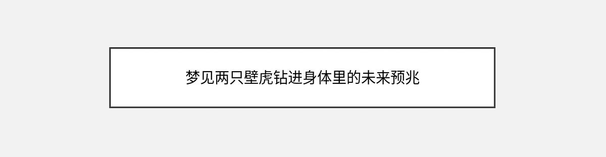 梦见两只壁虎钻进身体里的未来预兆