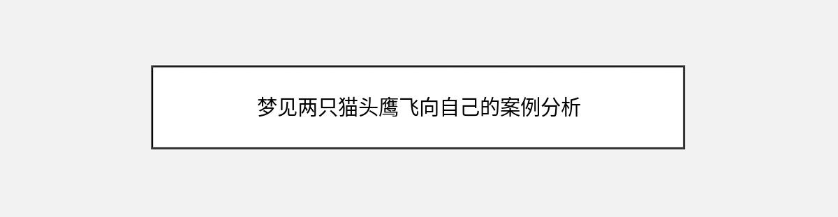 梦见两只猫头鹰飞向自己的案例分析