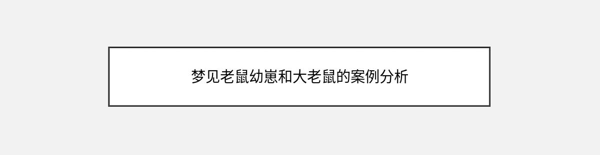 梦见老鼠幼崽和大老鼠的案例分析