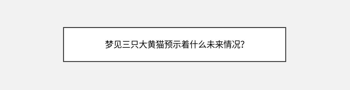 梦见三只大黄猫预示着什么未来情况？