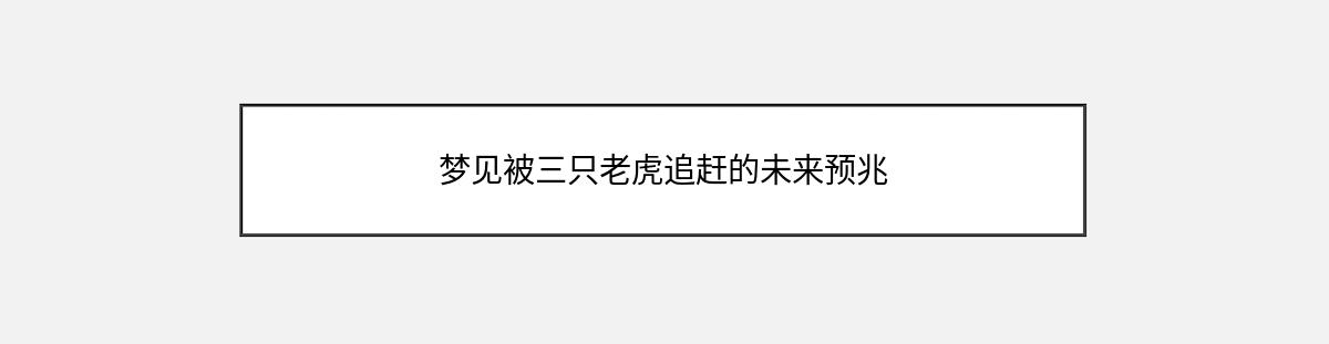 梦见被三只老虎追赶的未来预兆