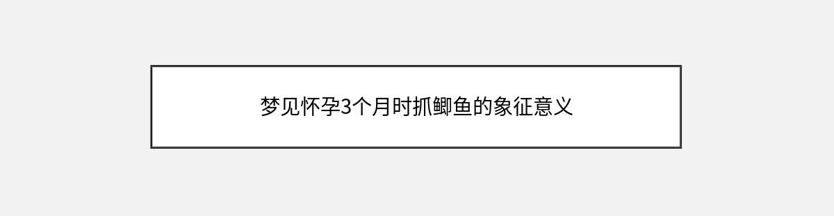 梦见怀孕3个月时抓鲫鱼的象征意义