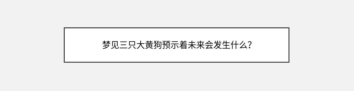 梦见三只大黄狗预示着未来会发生什么？