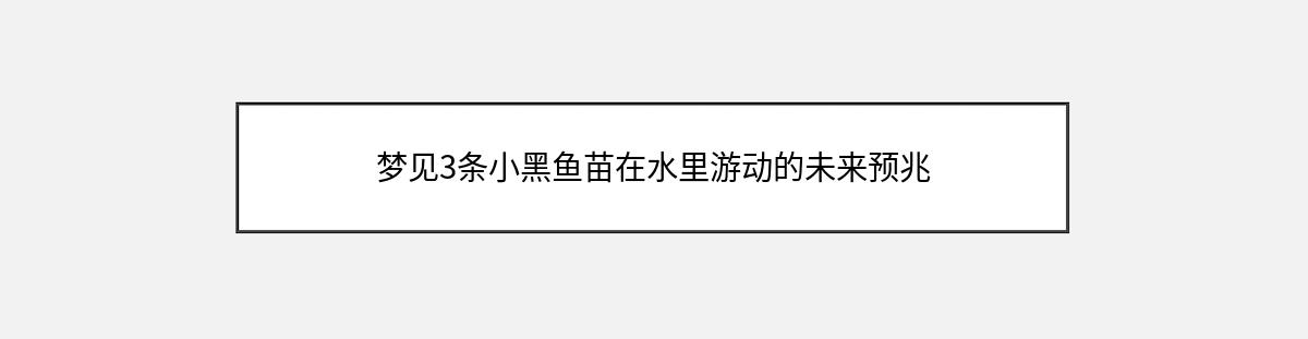 梦见3条小黑鱼苗在水里游动的未来预兆